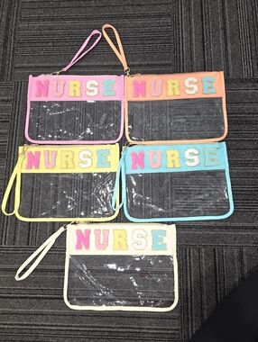 New  Nurse Wristlet Pouch in Pink, Orange, Yellow, Aqua, and Cream You Pick
